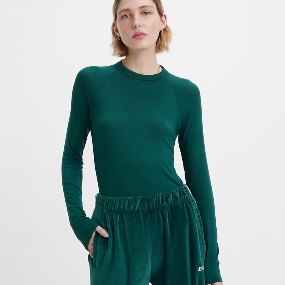 Levi’s Gold Tab “Field Day Long Sleeve Mock Neck Top - Green, Sz “M” - Slim Fit